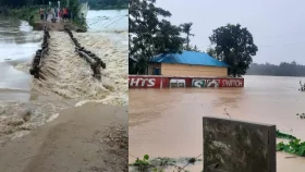 মৌলভীবাজারে বাঁধ ভেঙে গ্রামের পর গ্রাম প্লাবিত