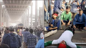 রেললাইনে শুয়ে তিতুমীরের শিক্ষার্থীদের অবরোধ, উল্টো দিকে ফিরে গেল ট্রেন