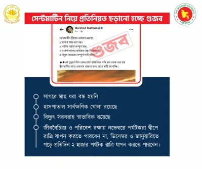 সেন্টমার্টিন নিয়ে মোরশেদ মাহবুবুল নামে এক ফেসবুক ব্যবহারকারীর করা পোস্টের ব্যাখ্যা দিয়েছে সিএ প্রেস উইং/সংগৃহীত